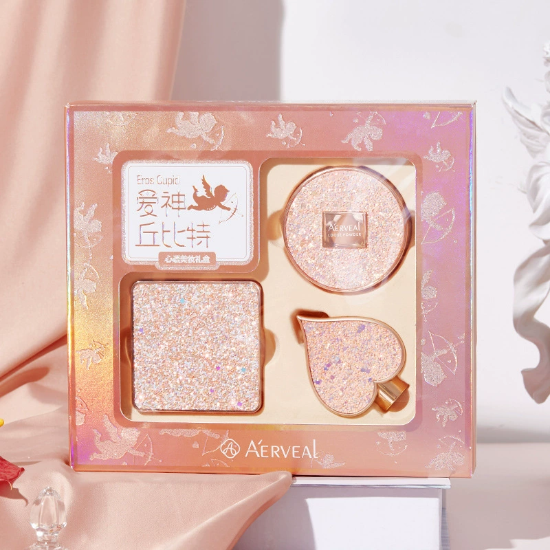 Elvia Cupid Beauty Gift Box Bộ trang điểm ba món Kem nền lỏng Son môi Món quà ngày lễ cho bạn gái - Bộ trang điểm