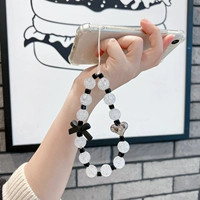 Белый короткий браслет из бисера с бантиком ручной работы, мобильный телефон, серебряный ремешок, бусины