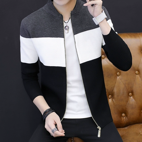 Мужской кардиган, осенняя трендовая куртка, шерстяной свитер, 2018, в корейском стиле