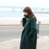 Chống mùa áo khoác màu xanh đậm áo len nữ phần dài mùa thu và áo khoác mùa đông dày của phụ nữ Hàn Quốc phiên bản của áo len mẫu áo dạ đẹp Áo Hàn Quốc