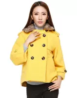 Ai Yiyi quầy lão hóa đích thực Một từ cổ áo lông thú đoạn ngắn chín điểm tay áo len mỏng mùa đông 170221241 áo khoác nhẹ nữ