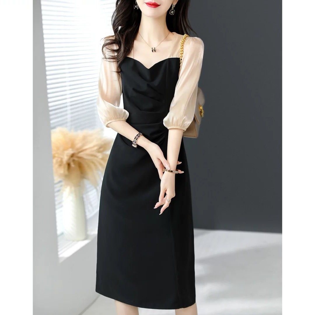 Clear warehouse picking counter to withdraw from foreign trade big name tail single women's high -end light luxury bubble sleeve sleeve temperament dress