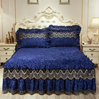 Mùa thu và mùa đông nhung ấm áp chăn bông phủ giường phong cách châu Âu cao cấp dày váy flannel nhung nhung 3 mảnh set 1.8 - Váy Petti 	chân váy giường