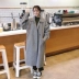 Mùa đông Hàn Quốc phiên bản của ulzzang Harajuku gió len áo khoác nữ trên đầu gối dài dày dày áo len nữ sinh viên áo phao lông vũ nữ Trung bình và dài Coat