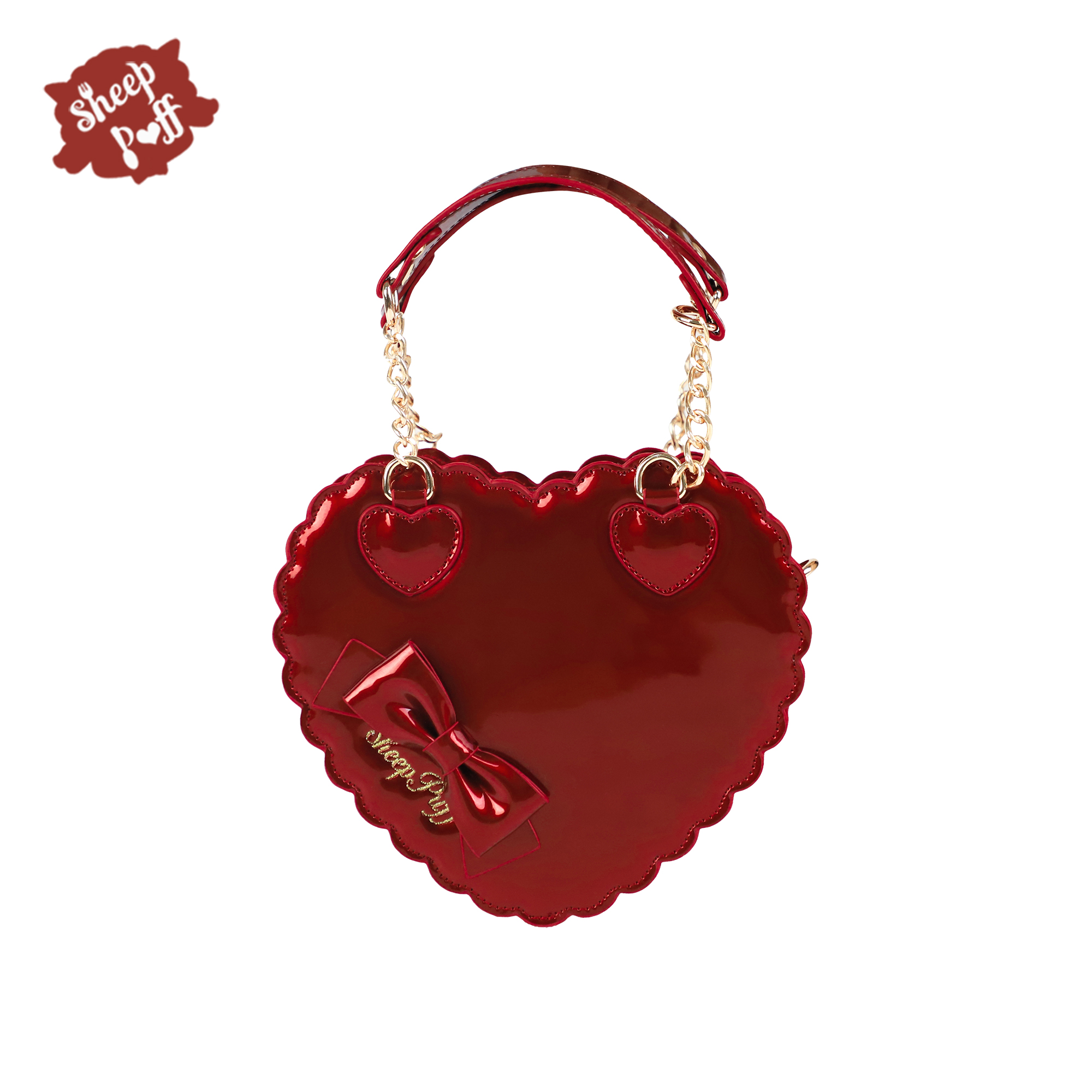 Red【 Balance 】 trumpet Biscuits Love bag original Inclined shoulder bag Lolita female portable solar system bow Female bag