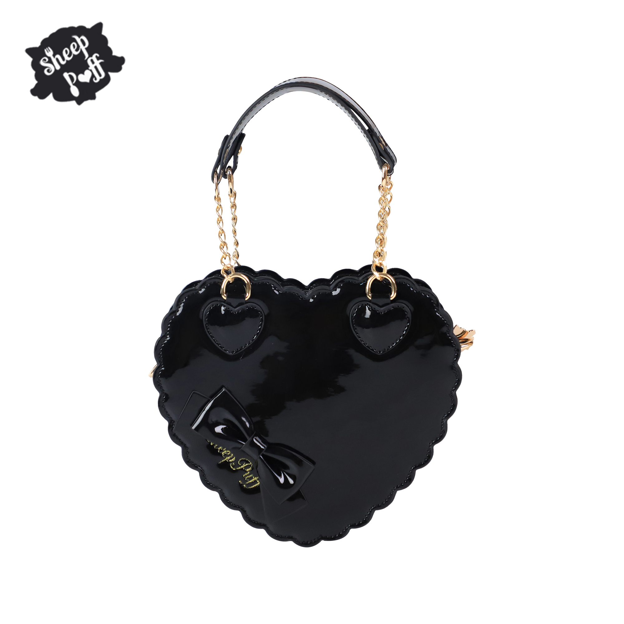 Black【 Balance 】 trumpet Biscuits Love bag original Inclined shoulder bag Lolita female portable solar system bow Female bag