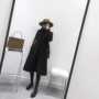 MUKOK áo len nữ màu đen thời trang dài phần 2018 phiên bản mới của Hàn Quốc đầu gối áo khoác mỏng nữ áo dạ nữ dáng dài hàn quốc
