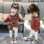 Áo thun bé gái dài tay 2019 mùa thu mới quần áo trẻ em Hàn Quốc bé gái váy sọc bé sơ mi chạm đáy - Áo thun áo thun trẻ em xuất khẩu