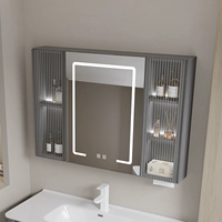 Tủ gương nhôm Space có cửa chống bụi, hộp gương đựng đồ sâu có lỗ sấy tóc, ngăn đựng giấy tờ, tủ phòng tắm treo tường có đèn tủ gương lavabo phòng tắm tủ kính phòng tắm