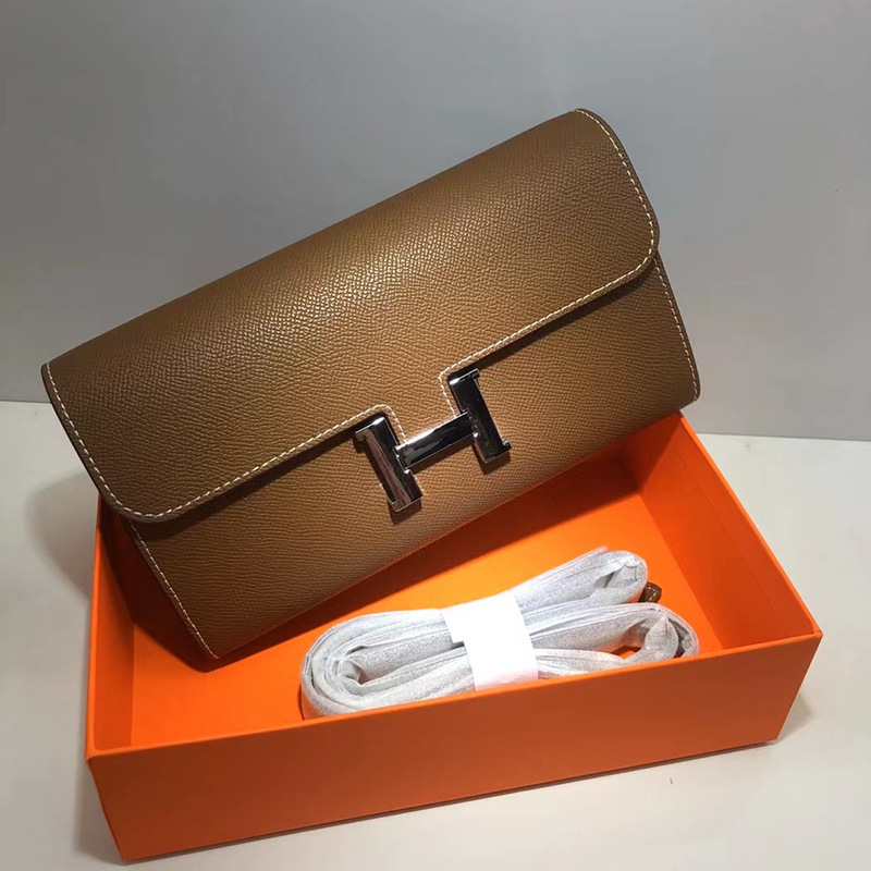 H-button Wallet & Dark Grey2021 new pattern Palmar pattern H button ma'am wallet female have more cash than can be accounted for woc One shoulder Messenger Mobile phone bag Kelly clutch bag tide