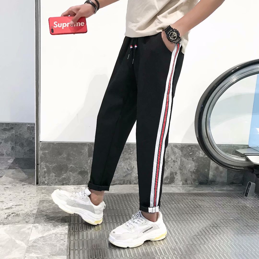 Black Little Red BarAmoy Set set cheap men's wear summer Inventory clearing Tightness Casual pants male foreign trade Boutique man Big size Sports pants tide
