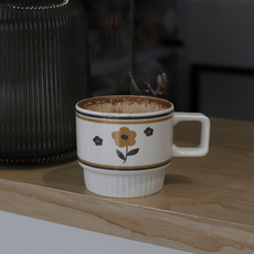 Кружка es| 自制花朵马克杯复古早餐杯燕麦酸奶拿铁杯vintage