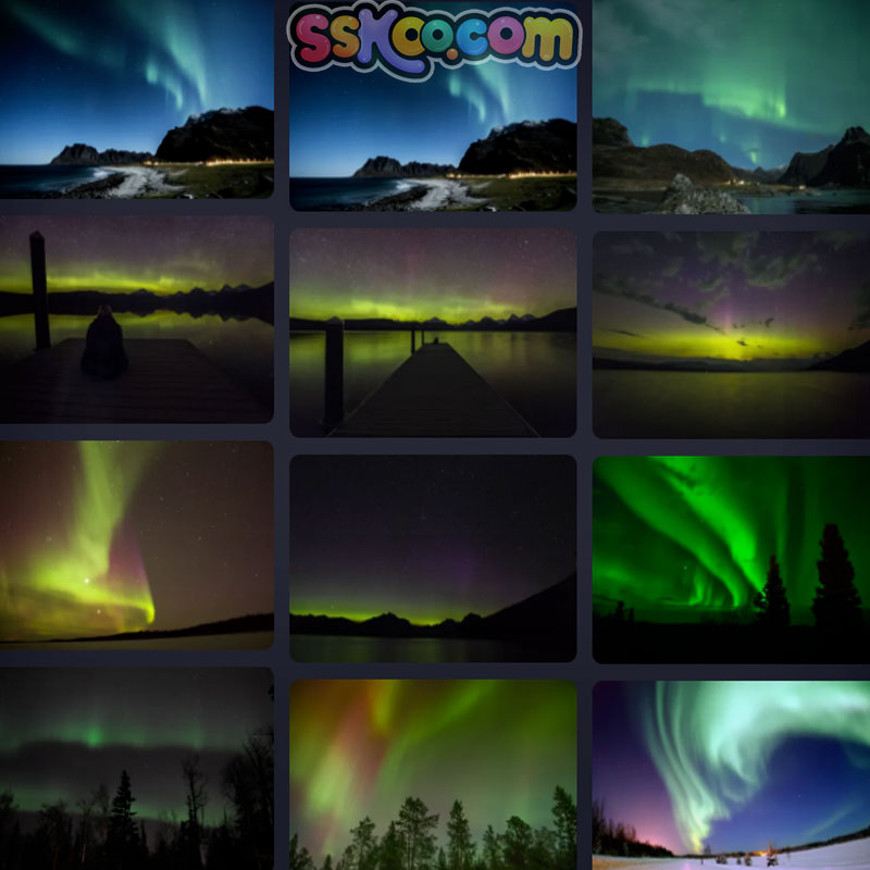 极光芬兰挪威冰岛星空绚丽旅行自然风光高清壁纸摄影图片照片背景
