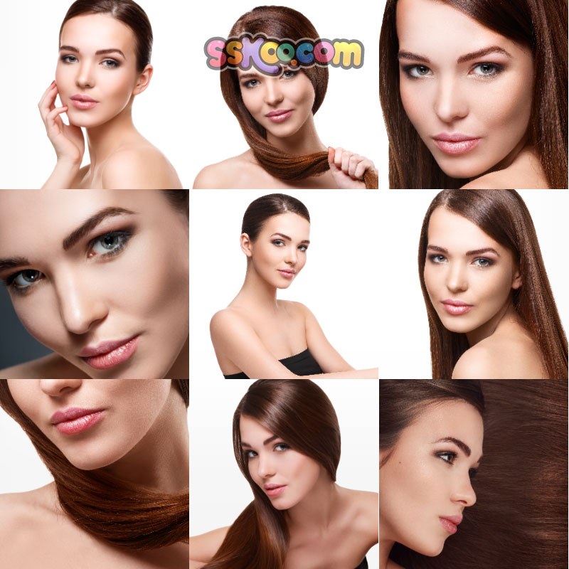 美容美发秀发面部人脸五官特写护肤化妆宣传海报设计JPG图片素材