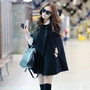 Mùa thu đông 2019 mới của phụ nữ phiên bản Hàn Quốc của áo choàng len dài cỡ lớn áo choàng choàng màu đen - Cộng với kích thước quần áo áo thun nữ tay dài