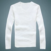 Áo len cổ chữ V mohair nam phiên bản Hàn Quốc của áo len rộng mùa đông ấm áp dày lên đường kẻ màu rắn người yêu quần áo - Áo len thể thao / dòng may