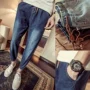 Chín điểm jeans nam mỏng chân quần mùa xuân và mùa hè Hàn Quốc phiên bản của xu hướng của sinh viên retro đàn hồi chùm feet quần quần áo nam