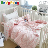 Mẫu giáo chăn ba mảnh cotton trẻ em quilt bé nap cotton có thể tháo rời bộ đồ giường với lõi sáu mảnh 	bộ chăn ga gối đệm cho bé trai	