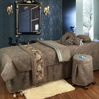 New beauty salon vẻ đẹp đặc biệt trải giường bốn bộ cotton thô và linen retro giường massage trải giường đặt tùy chỉnh ga trai giuong cho spa