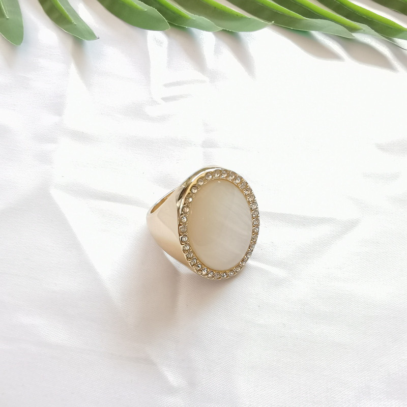 Style 7foreign trade ornaments A87 new pattern personality texture set Turquoise jade Glass Advanced sense Marking Ring ring