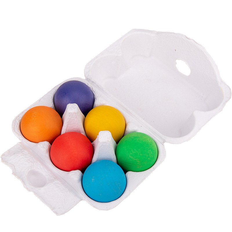 Basswood Rainbow BallRainbow Series weather scene build Solid wood Building blocks granule Toys Frosted ball Forest Tree  house Coral