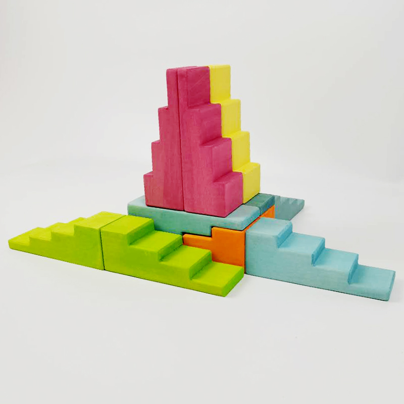 PinkRainbow Series weather scene build Solid wood Building blocks granule Toys Frosted ball Forest Tree  house Coral