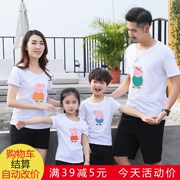 Pig Pecs cha mẹ và con nạp mùa hè 2018 làn sóng mới đầy đủ trang trí nội thất một gia đình ba mẹ và con ngắn tay t-shirt mùa hè