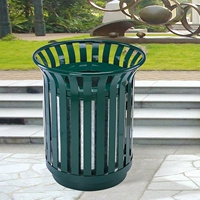 Цветочная корзина -Тип открытого мусора Creative Iron Trash Bin Dark Green Black Round Office High -end