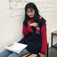 2018 mới của phụ nữ sinh viên cao đẳng gió lỏng V-Cổ knit vest áo len vest ngắn Hàn Quốc phiên bản của chic mùa xuân áo phao lông vũ nữ