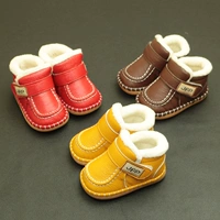 Детская флисовая удерживающая тепло зимняя обувь для раннего возраста для девочек, из натуральной кожи, 1-3 лет, мягкая подошва