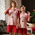 Mùa hè cotton ngắn tay trẻ em Trung Quốc Big Children Mẹ Bộ đồ ngủ dành cho phụ huynh dành cho trẻ em Hàn Quốc Công chúa mỏng đồ ngủ Cha mẹ và con