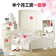 Bộ hoàn chỉnh của tủ quần áo kết hợp bộ giường gỗ kết hợp gỗ phòng ngủ chính nội thất phòng ngủ