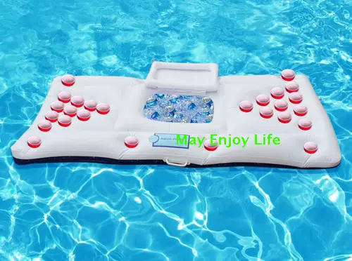 Продвижение на открытом воздухе плавание надувное пивное пивное напиток на ледяные ковша вечеринка плавающая плот -кровать фрукты Cola Ice Town