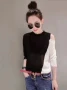 Mùa thu 2018 phiên bản Hàn Quốc của màu lỏng kết hợp tay áo cổ tròn lệch vai trong tay áo mỏng phần áo len lụa băng giá của phụ nữ trên thủy triều áo khoác len nữ