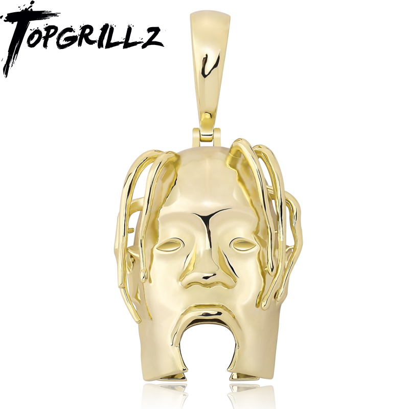 Golden LargeEurope and America Hip hop singer Travis scott head portrait Pendants ASTROWORLD Chaopai Jewellery Necklace ornaments