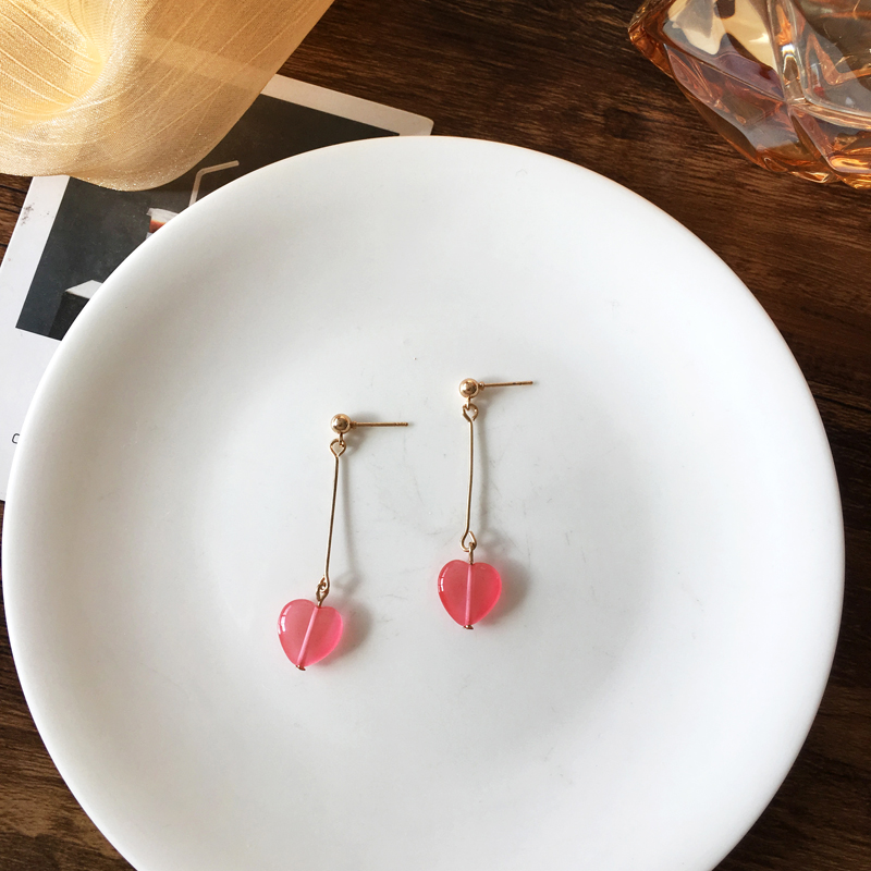 Light GreenSpecial Offer feedback temperament Spring and summer new pattern love Pearl Earrings Sweet Versatile Earrings Collection girl Ear Studs Ear clip