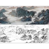 Высоко -определение Fengjing Gong Strokes Landscape White Brawt Нижний проект большой баннер