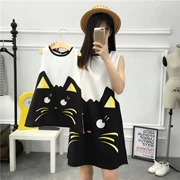 2019 mới size lớn dễ thương in hình mẹ con váy mẹ mặc cho bé mùa hè đầm suông mỏng vest đầm mỏng - Trang phục dành cho cha mẹ và con