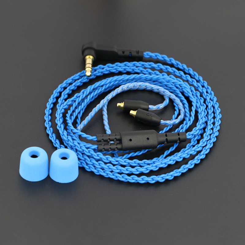 Blue + Blue EarmuffsShure MMCX mouth headset Upgrade line plate with silver SE215 / 315 / 425 / 535 / 846 / UE900 / W40 currency
