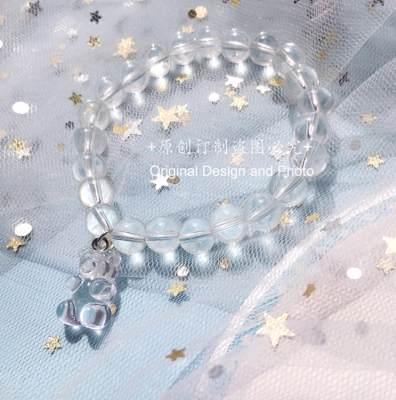 taobao agent Korean INS Girl Heart Bear Fund Sugar Crystal Bracelet Simple and Transparent Microcolor Student Girlfriends Couple Swiping Tide