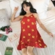 Bộ đồ ngủ mỏng dành cho nữ mùa hè băng lụa Hàn Quốc dây đeo gợi cảm váy ngủ mùa hè đúng ruy băng ngực pad cô gái dịch vụ nhà - Đêm đầm