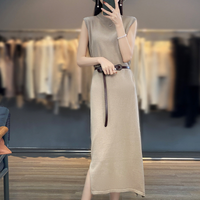 taobao agent Cotton long solid knitted dress, scarf, long skirt, maxi length, mid-length