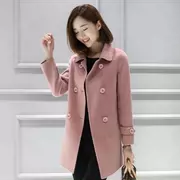 Mùa thu, mùa xuân và mùa đông áo len lỏng len cổ áo búp bê nữ phiên bản Hàn Quốc của chiếc áo khoác len Nizi màu đỏ nữ ngắn - Áo khoác ngắn