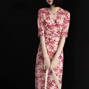 Su Mang quần áo Sumu bóng 407 # 2019 phổ biến váy in họa tiết lá nữ mùa hè mới vừa dài - Quần áo ngoài trời