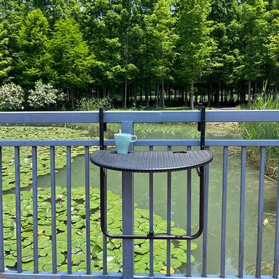 Yijie Outdoor Balcony Hanging Table Wanging Casual складного стола Имитация дерева может отрегулировать маленькую столовую доску Черную простоту и современный