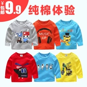 Trai dài tay T-Shirt 2018 mùa xuân mới cotton trẻ em phim hoạt hình quần áo bé trẻ em của đáy áo cô gái áo triều