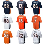 Logo thêu NFL Jersey Denver Broncos 18 # 58 # Rugby Jersey - Thể thao sau