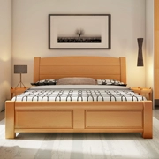 Tất cả các giường gỗ rắn giường đôi cao 1,5 1,8 m khí nén hiện đại Trung Quốc nội thất phòng ngủ sồi giường gỗ hộp lưu trữ - Giường