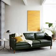 Bắc Âu phong cách loft công nghiệp tối sofa da xanh căn hộ nhỏ văn phòng căn hộ hiện đại ba đôi ghế sofa da - Ghế sô pha