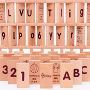 Bằng gỗ bạch đàn biết chữ số động vật 120 viên nang kiến ​​thức công nhận domino building blocks giáo dục cho trẻ em đồ chơi